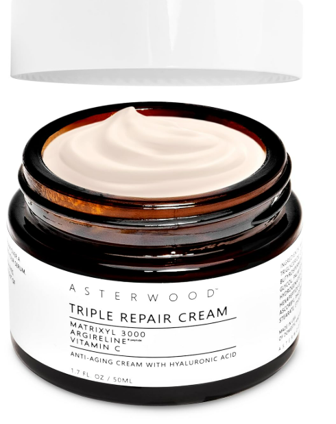 Asterwood Matrixyl 3000, Argireline Peptide, Vitamin C Cream - Triple Repair - with Hyaluronic Acid - Anti-Aging, Wrinkle Reducing, Hydrating - Fragrance-Free - 1.7 Fl Oz